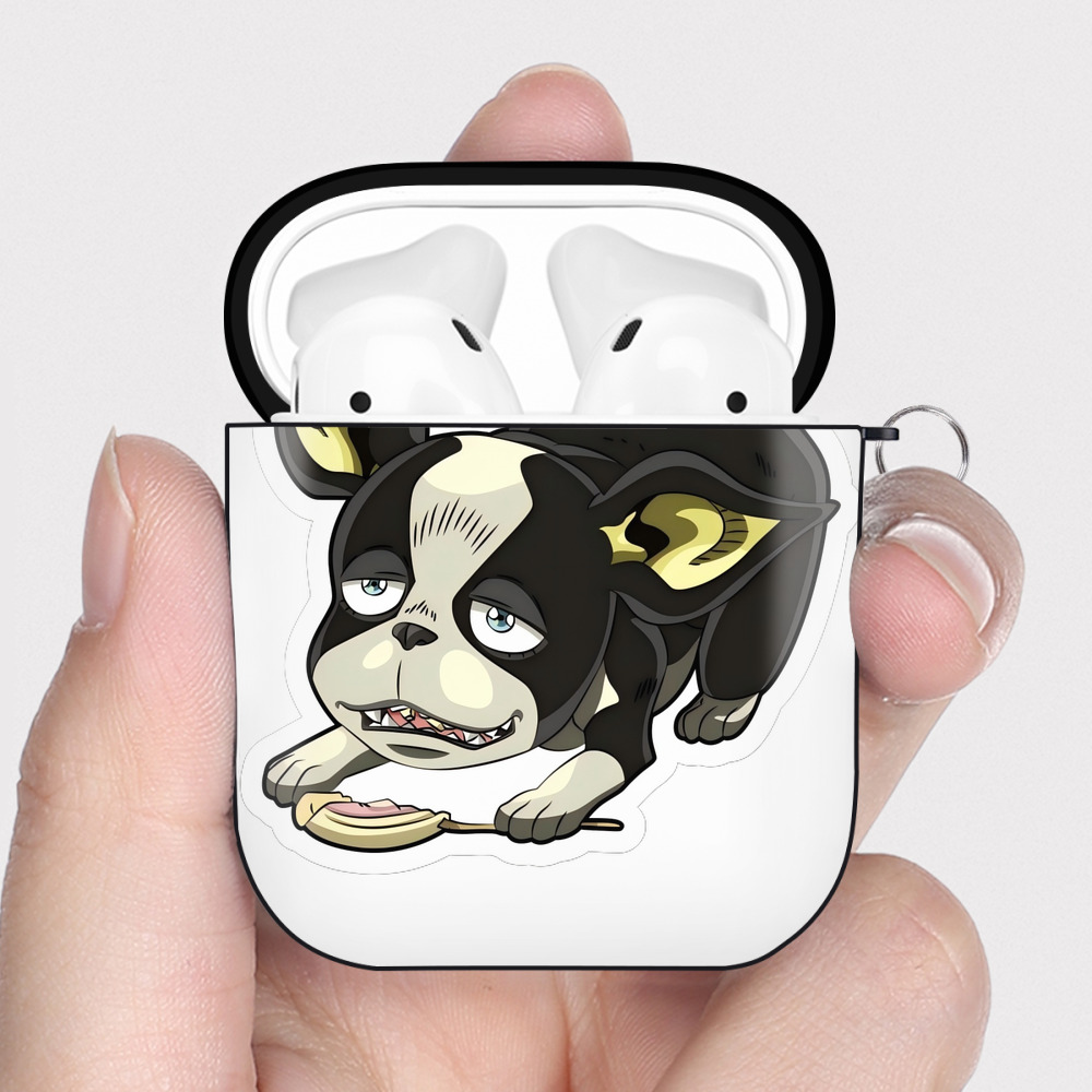 （画像用） ジョジョの奇妙な冒険 イギー JoJo's Bizarre Adventure Iggy AirPods 第2世代保護ケース ハードシェル ブラック 耐衝撃・防指紋・カラビナ付き