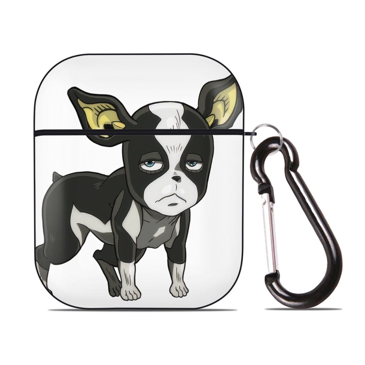 （画像用） ジョジョの奇妙な冒険 イギー JoJo's Bizarre Adventure Iggy AirPods 第2世代保護ケース ハードシェル ブラック 耐衝撃・防指紋・カラビナ付き