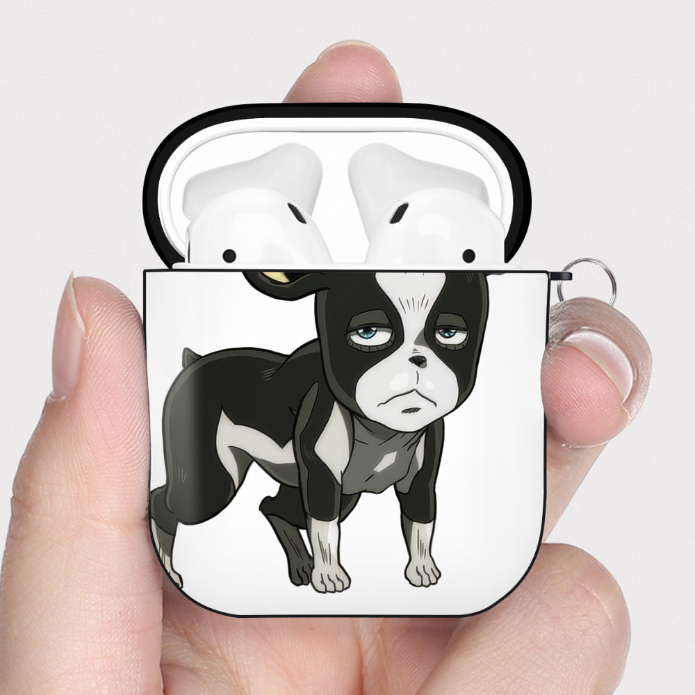 （画像用） ジョジョの奇妙な冒険 イギー JoJo's Bizarre Adventure Iggy AirPods 第2世代保護ケース ハードシェル ブラック 耐衝撃・防指紋・カラビナ付き