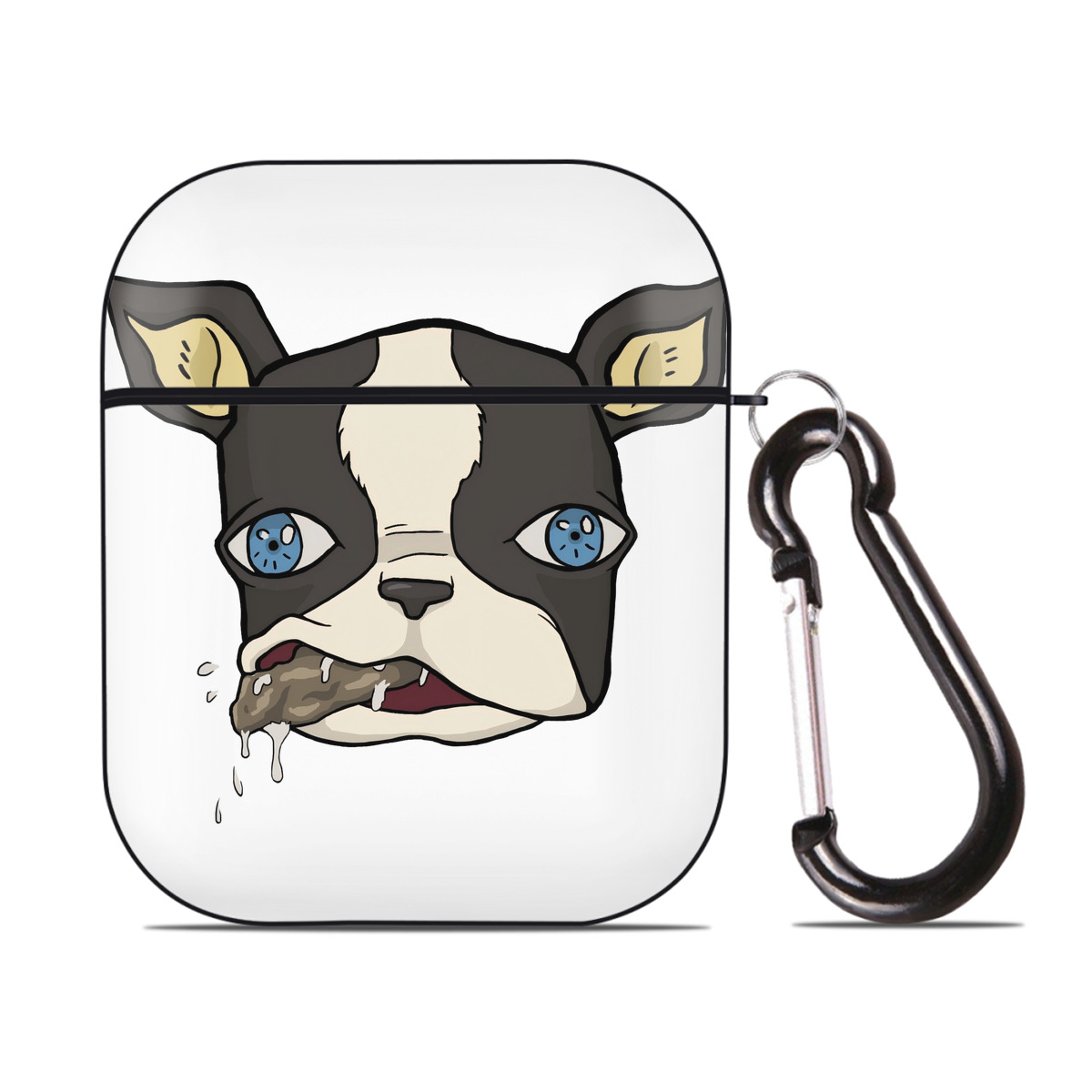 （画像用） ジョジョの奇妙な冒険 イギー JoJo's Bizarre Adventure Iggy AirPods 第2世代保護ケース ハードシェル ブラック 耐衝撃・防指紋・カラビナ付き