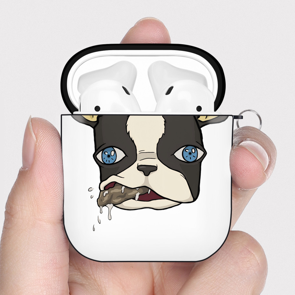 （画像用） ジョジョの奇妙な冒険 イギー JoJo's Bizarre Adventure Iggy AirPods 第2世代保護ケース ハードシェル ブラック 耐衝撃・防指紋・カラビナ付き