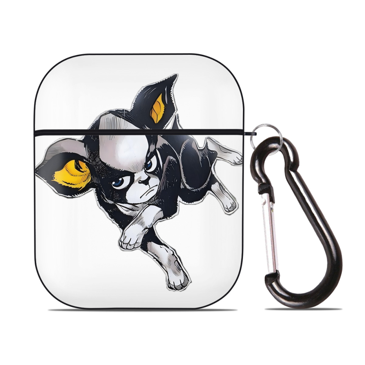 （画像用） ジョジョの奇妙な冒険 イギー JoJo's Bizarre Adventure Iggy AirPods 第2世代保護ケース ハードシェル ブラック 耐衝撃・防指紋・カラビナ付き