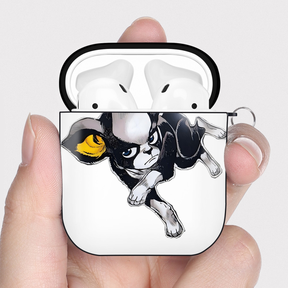 （画像用） ジョジョの奇妙な冒険 イギー JoJo's Bizarre Adventure Iggy AirPods 第2世代保護ケース ハードシェル ブラック 耐衝撃・防指紋・カラビナ付き
