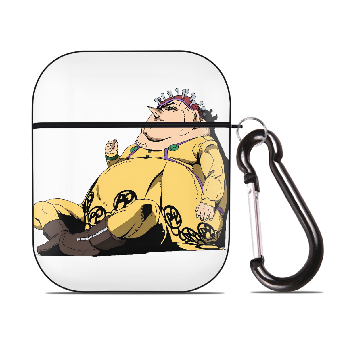 （画像用） ジョジョの奇妙な冒険 ポルポ JoJo's Bizarre Adventure Polpo AirPods 第2世代保護ケース ハードシェル ブラック 耐衝撃・防指紋・カラビナ付き