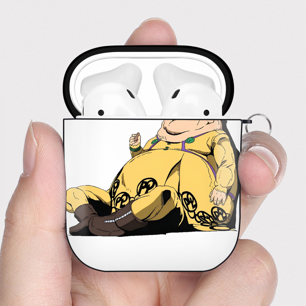 （画像用） ジョジョの奇妙な冒険 ポルポ JoJo's Bizarre Adventure Polpo AirPods 第2世代保護ケース ハードシェル ブラック 耐衝撃・防指紋・カラビナ付き