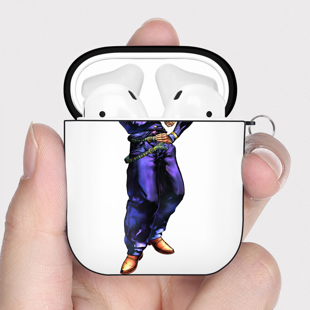 （画像用） ジョジョの奇妙な冒険 虹村億泰 にじむら おくやす JoJo's Bizarre Adventure Nijimura Okuyasu AirPods 第2世代保護ケース ハードシェル ブラック 耐衝撃・防指紋・カラビナ付き