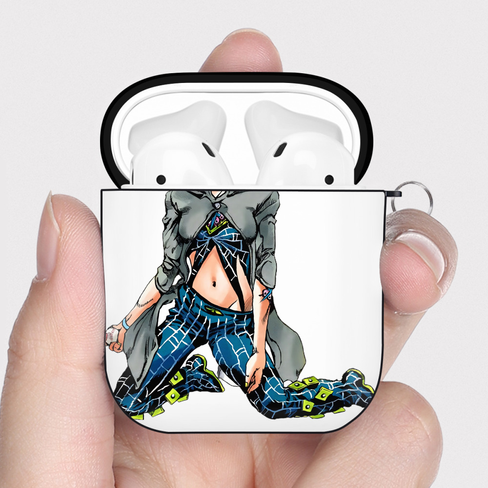 （画像用） "ジョジョの奇妙な冒険 くうじょう ジョリーン JoJo's Bizarre Adventure Jolyne Cujoh " AirPods 第2世代保護ケース ハードシェル ブラック 耐衝撃・防指紋・カラビナ付き