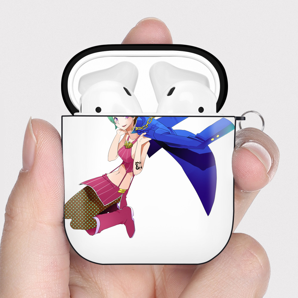 （画像用） "ジョジョの奇妙な冒険 くうじょう ジョリーン JoJo's Bizarre Adventure Jolyne Cujoh " AirPods 第2世代保護ケース ハードシェル ブラック 耐衝撃・防指紋・カラビナ付き