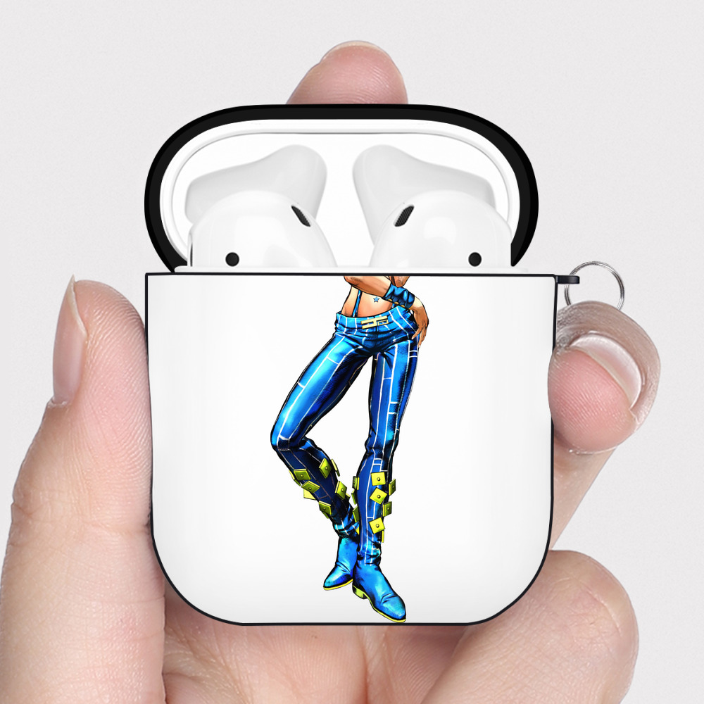 （画像用） "ジョジョの奇妙な冒険 くうじょう ジョリーン JoJo's Bizarre Adventure Jolyne Cujoh " AirPods 第2世代保護ケース ハードシェル ブラック 耐衝撃・防指紋・カラビナ付き