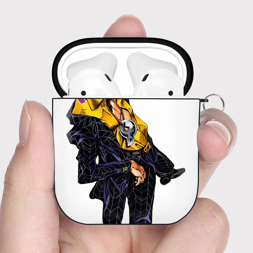 （画像用） ジョジョの奇妙な冒険 プロシュート JoJo's Bizarre Adventure Prosciutto AirPods 第2世代保護ケース ハードシェル ブラック 耐衝撃・防指紋・カラビナ付き
