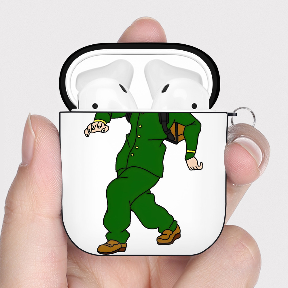 （画像用） ジョジョの奇妙な冒険 広瀨康一 JoJo's Bizarre Adventure Hirose Koichi AirPods 第2世代保護ケース ハードシェル ブラック 耐衝撃・防指紋・カラビナ付き