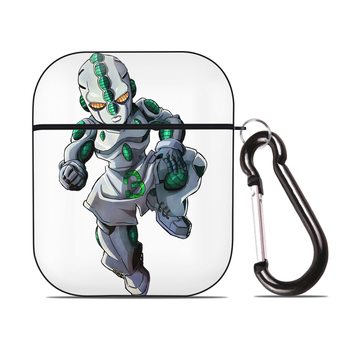 （画像用） ジョジョの奇妙な冒険 広瀨康一 JoJo's Bizarre Adventure Hirose Koichi AirPods 第2世代保護ケース ハードシェル ブラック 耐衝撃・防指紋・カラビナ付き