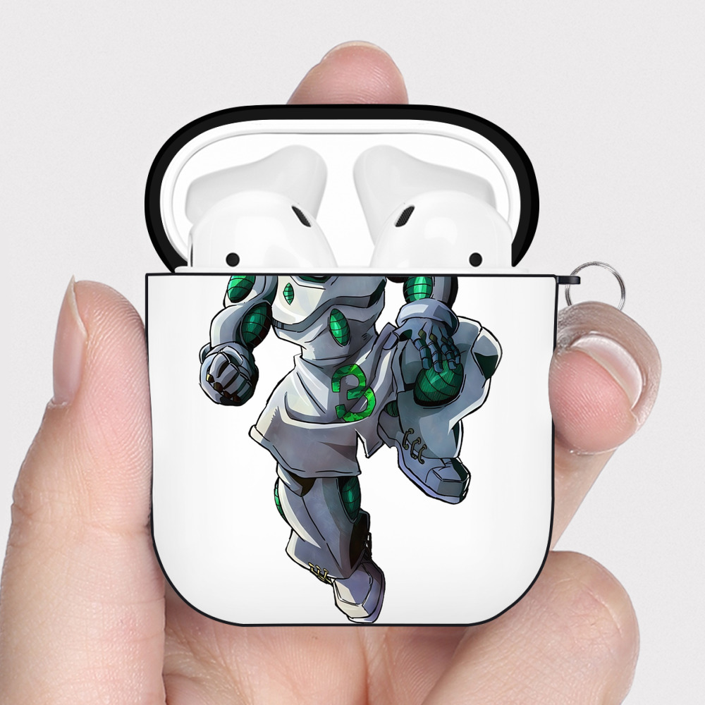 （画像用） ジョジョの奇妙な冒険 広瀨康一 JoJo's Bizarre Adventure Hirose Koichi AirPods 第2世代保護ケース ハードシェル ブラック 耐衝撃・防指紋・カラビナ付き