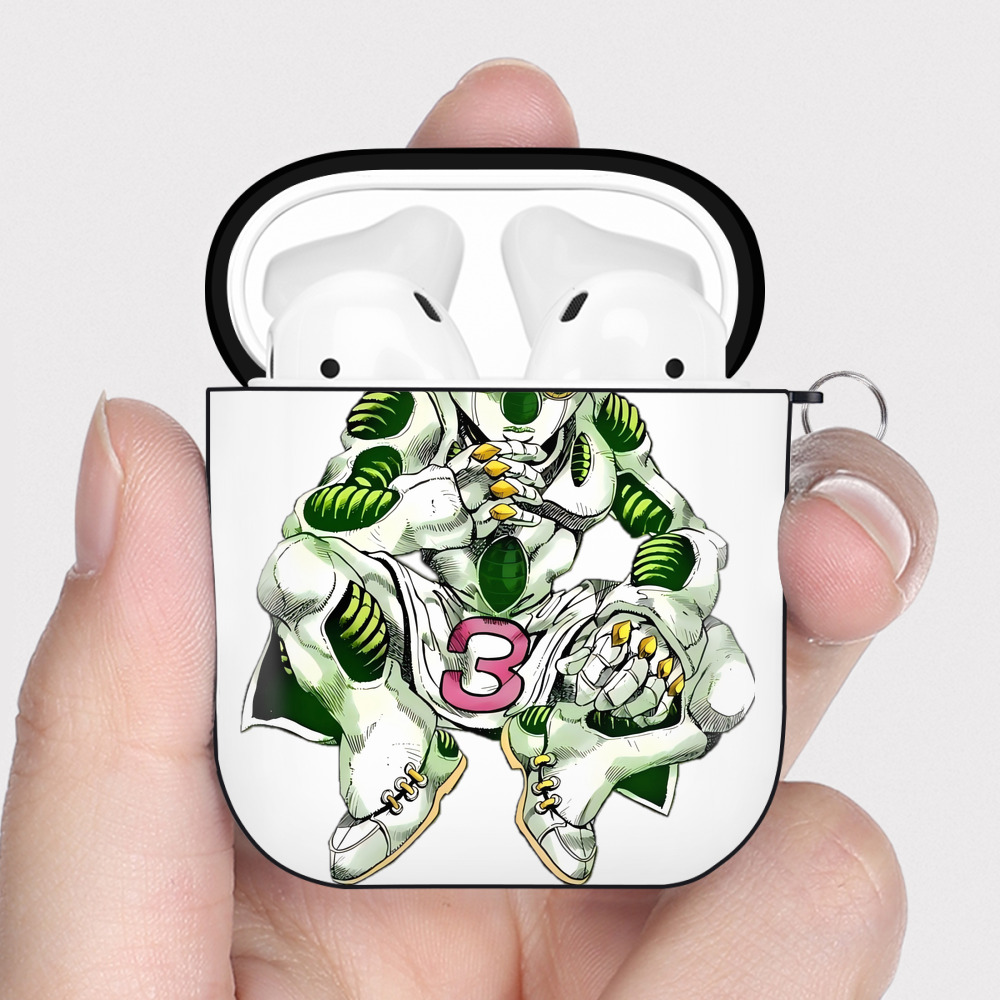 （画像用） ジョジョの奇妙な冒険 広瀨康一 JoJo's Bizarre Adventure Hirose Koichi AirPods 第2世代保護ケース ハードシェル ブラック 耐衝撃・防指紋・カラビナ付き