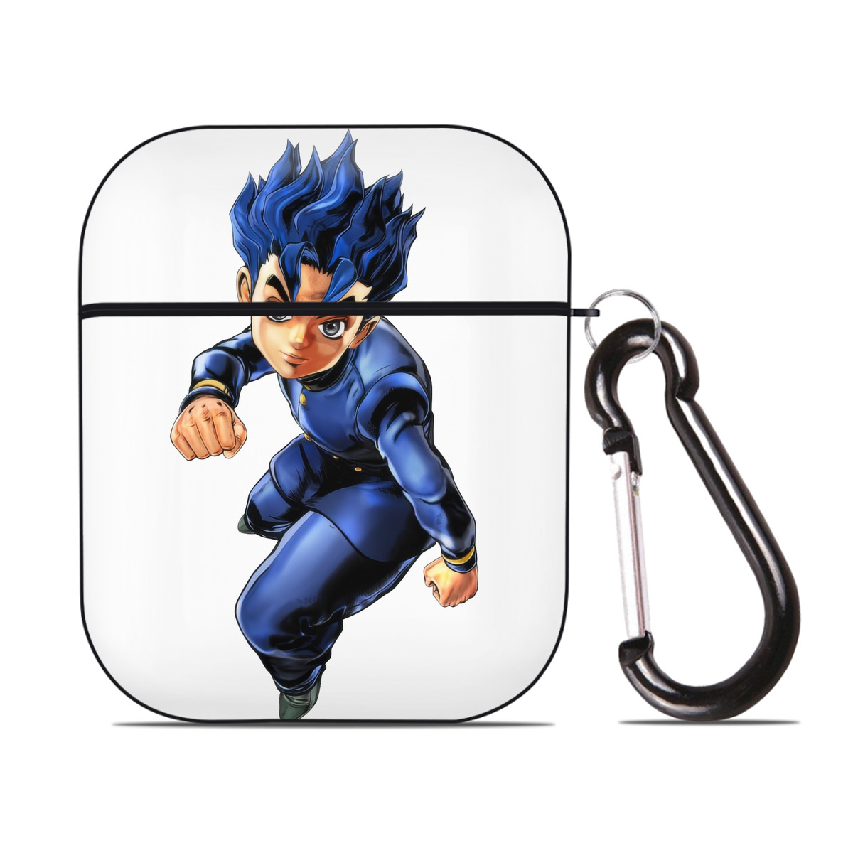 （画像用） ジョジョの奇妙な冒険 広瀨康一 JoJo's Bizarre Adventure Hirose Koichi AirPods 第2世代保護ケース ハードシェル ブラック 耐衝撃・防指紋・カラビナ付き