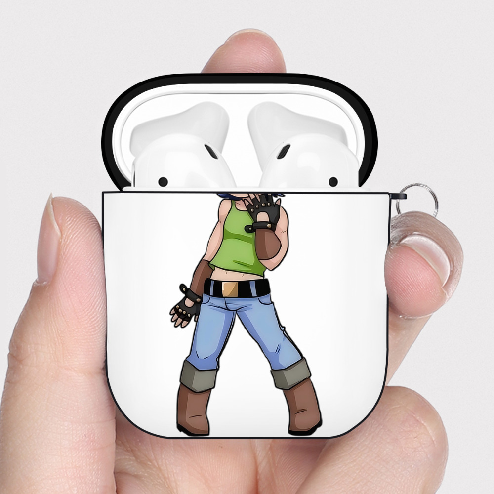 （画像用） ジョジョの奇妙な冒険 広瀨康一 JoJo's Bizarre Adventure Hirose Koichi AirPods 第2世代保護ケース ハードシェル ブラック 耐衝撃・防指紋・カラビナ付き