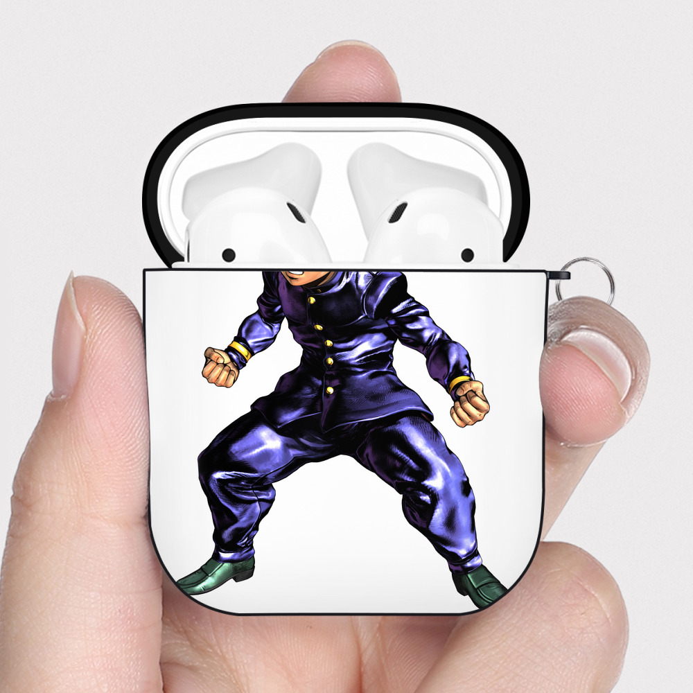 （画像用） ジョジョの奇妙な冒険 広瀨康一 JoJo's Bizarre Adventure Hirose Koichi AirPods 第2世代保護ケース ハードシェル ブラック 耐衝撃・防指紋・カラビナ付き