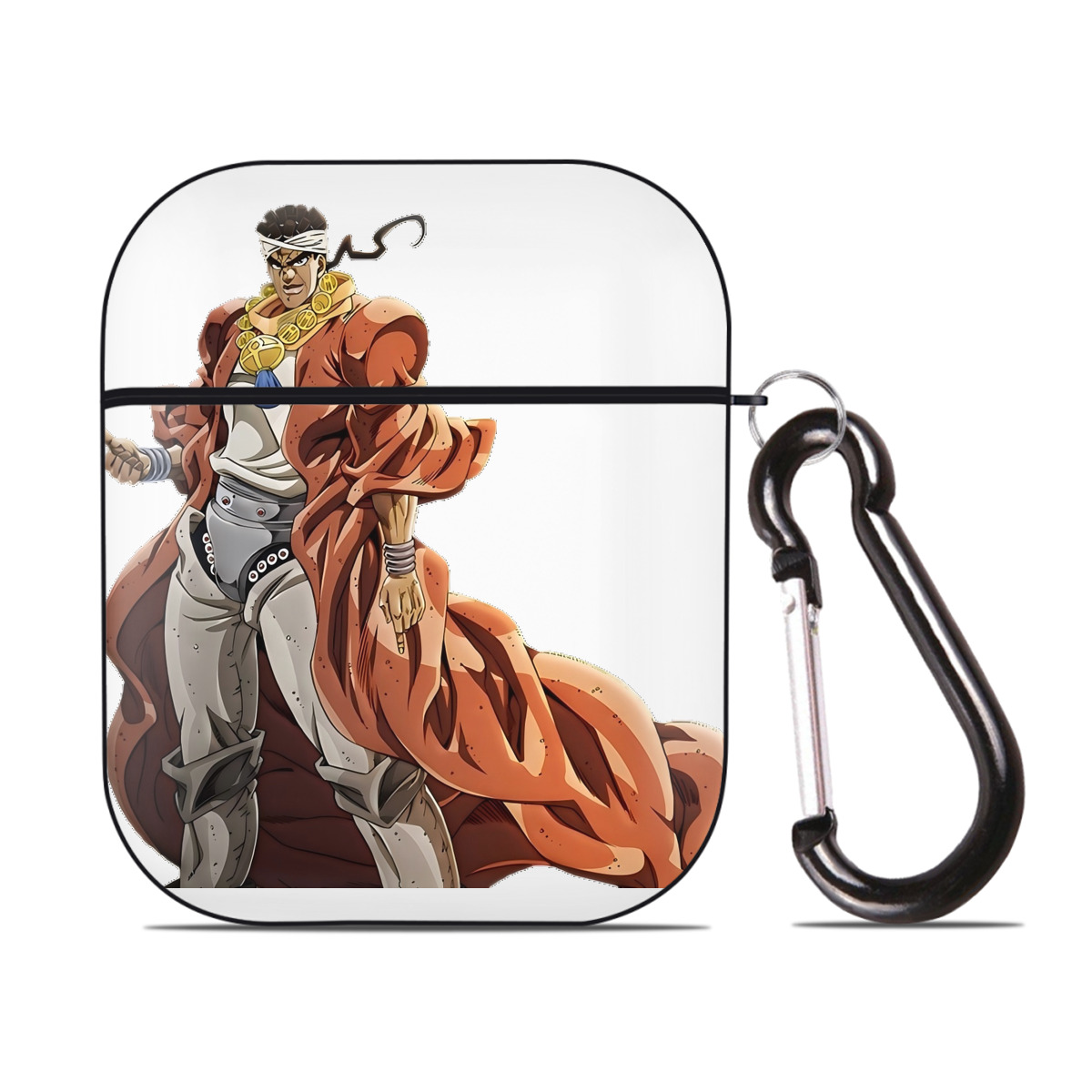 （画像用） ジョジョの奇妙な冒険 ムハンマド?アブドゥル JoJo's Bizarre Adventure Muhammad Avdol AirPods 第2世代保護ケース ハードシェル ブラック 耐衝撃・防指紋・カラビナ付き