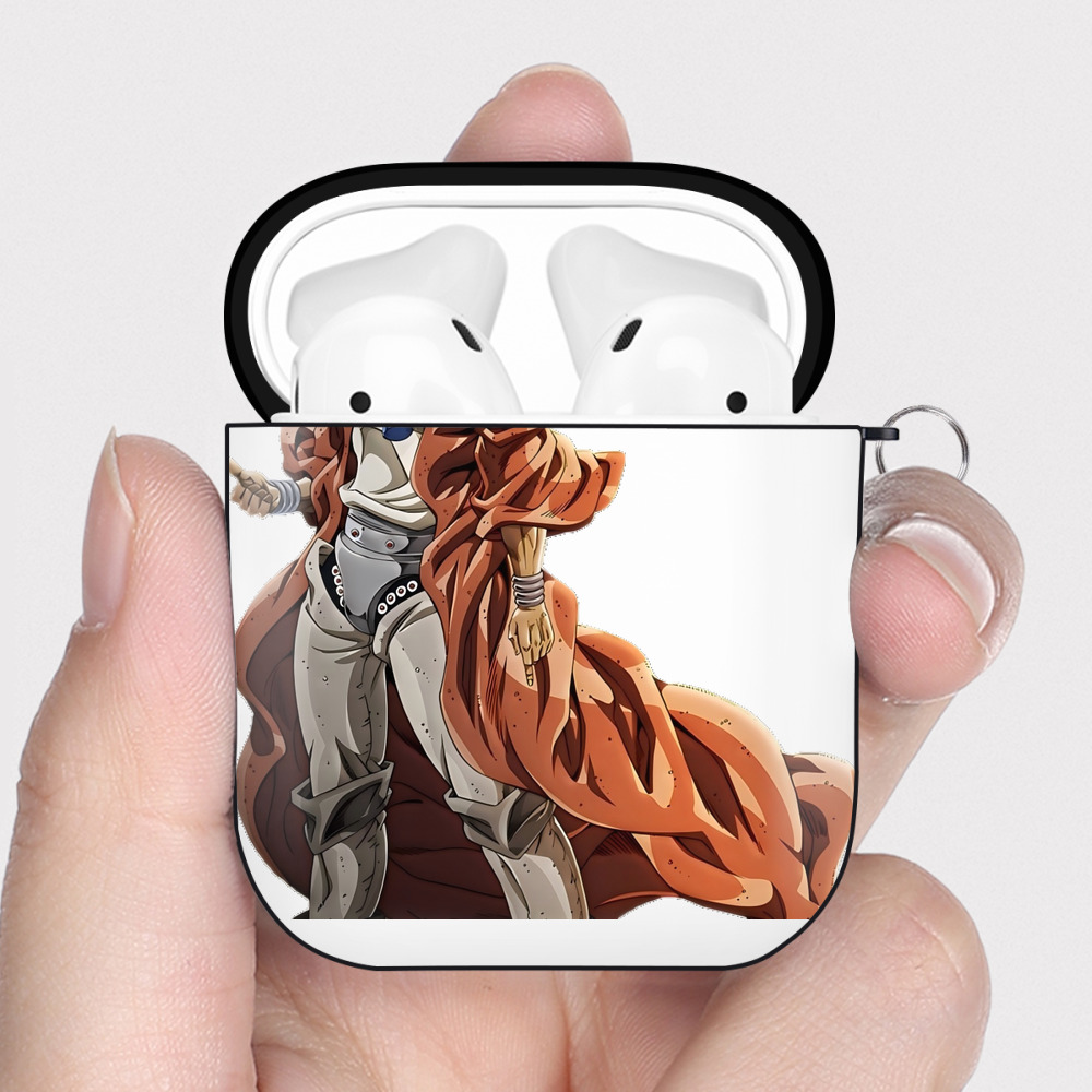（画像用） ジョジョの奇妙な冒険 ムハンマド?アブドゥル JoJo's Bizarre Adventure Muhammad Avdol AirPods 第2世代保護ケース ハードシェル ブラック 耐衝撃・防指紋・カラビナ付き