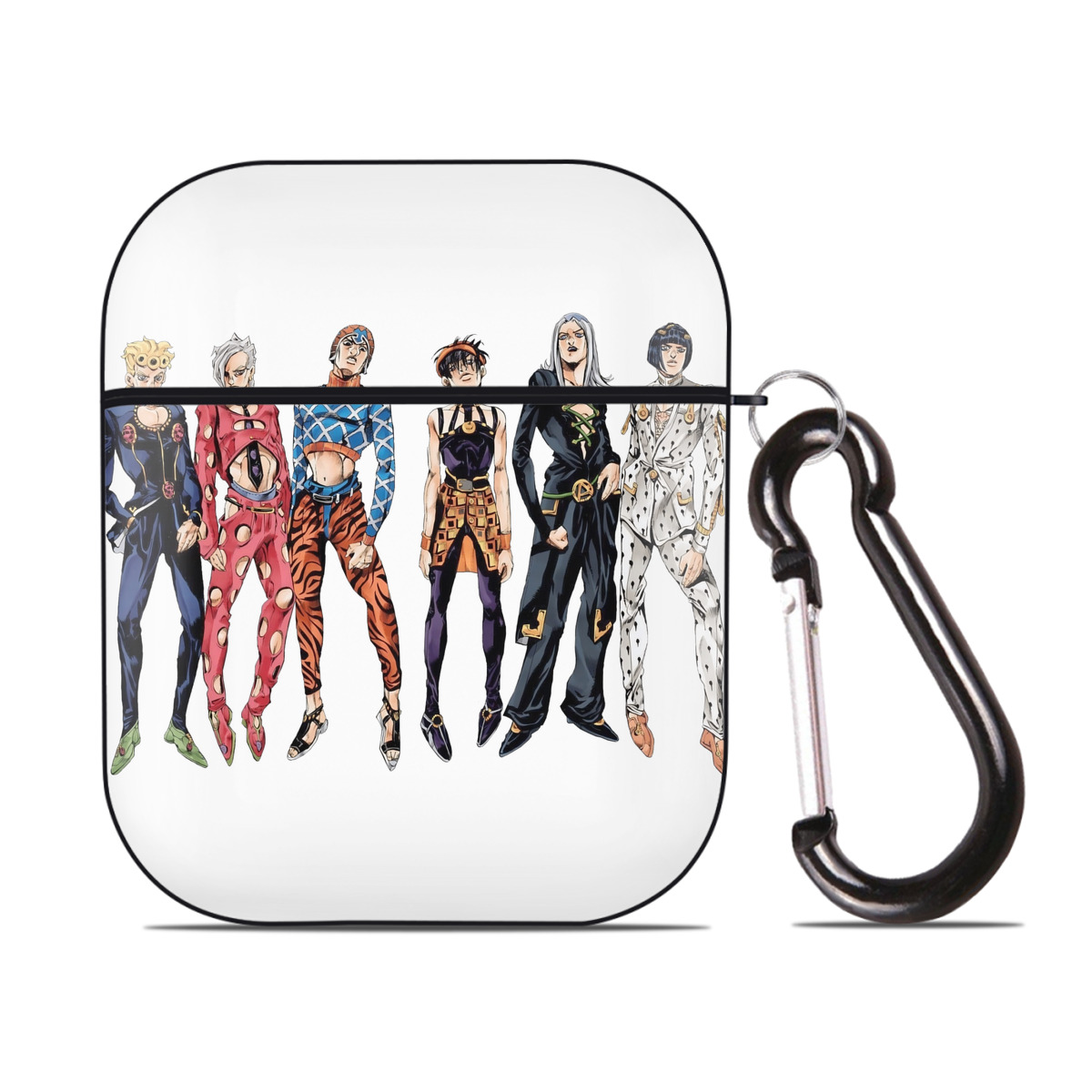 （画像用） ジョジョの奇妙な冒険 JoJo's Bizarre Adventure AirPods 第2世代保護ケース ハードシェル ブラック 耐衝撃・防指紋・カラビナ付き