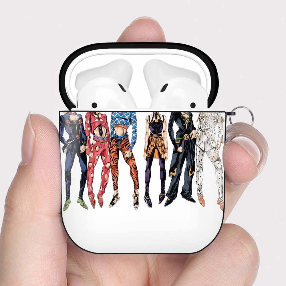 （画像用） ジョジョの奇妙な冒険 JoJo's Bizarre Adventure AirPods 第2世代保護ケース ハードシェル ブラック 耐衝撃・防指紋・カラビナ付き