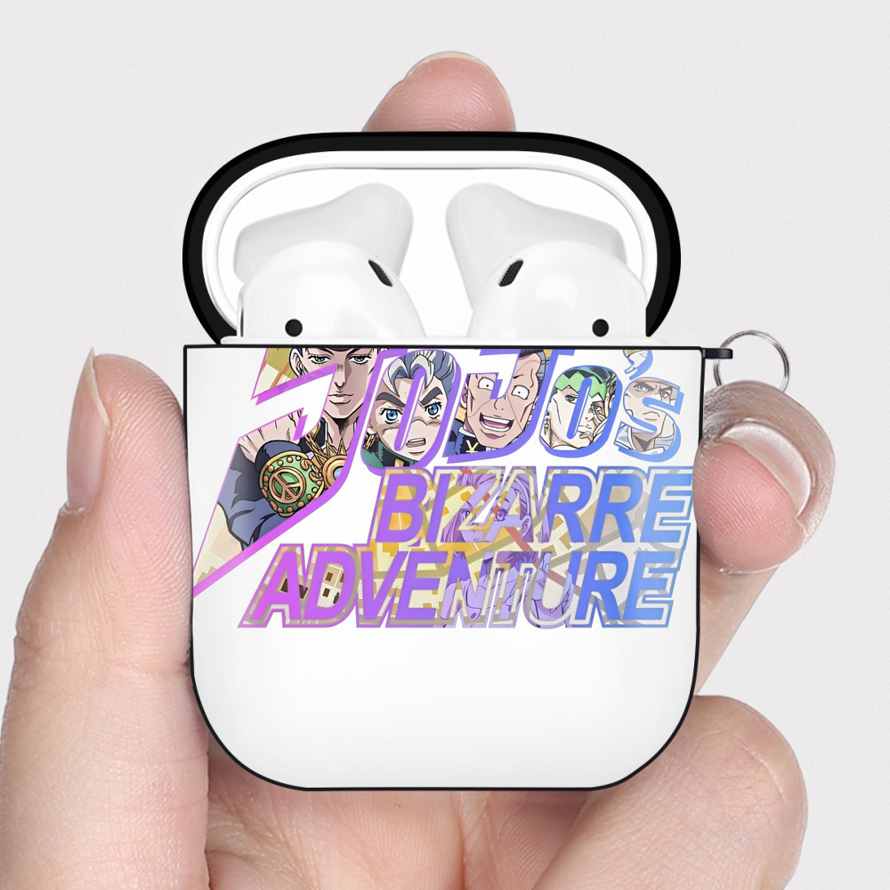 （画像用） ジョジョの奇妙な冒険 JoJo's Bizarre Adventure AirPods 第2世代保護ケース ハードシェル ブラック 耐衝撃・防指紋・カラビナ付き