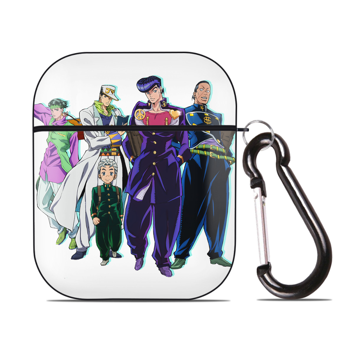 （画像用） ジョジョの奇妙な冒険 JoJo's Bizarre Adventure AirPods 第2世代保護ケース ハードシェル ブラック 耐衝撃・防指紋・カラビナ付き