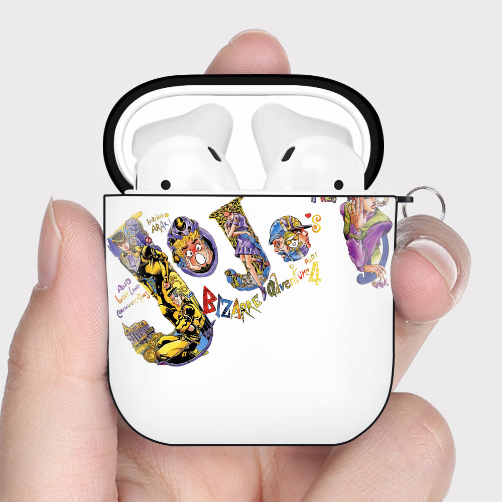 （画像用） ジョジョの奇妙な冒険 JoJo's Bizarre Adventure AirPods 第2世代保護ケース ハードシェル ブラック 耐衝撃・防指紋・カラビナ付き