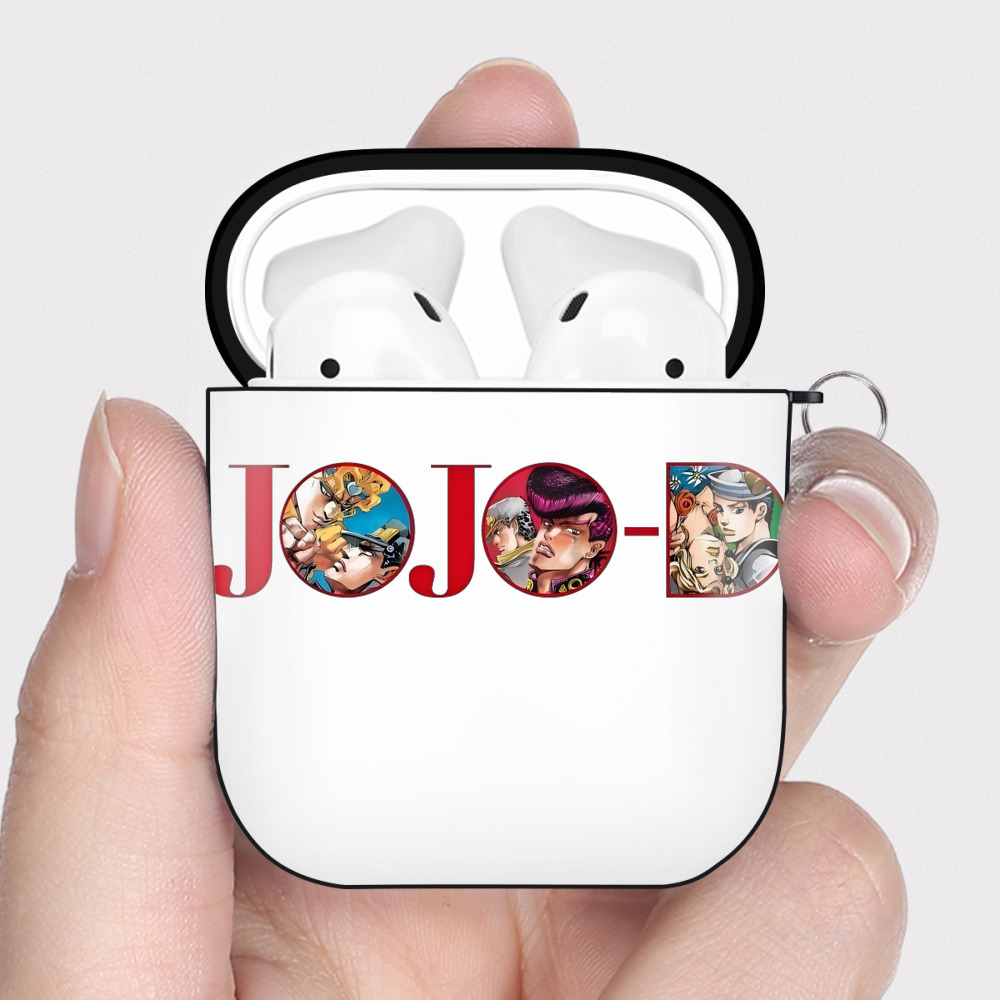 （画像用） ジョジョの奇妙な冒険 JoJo's Bizarre Adventure AirPods 第2世代保護ケース ハードシェル ブラック 耐衝撃・防指紋・カラビナ付き