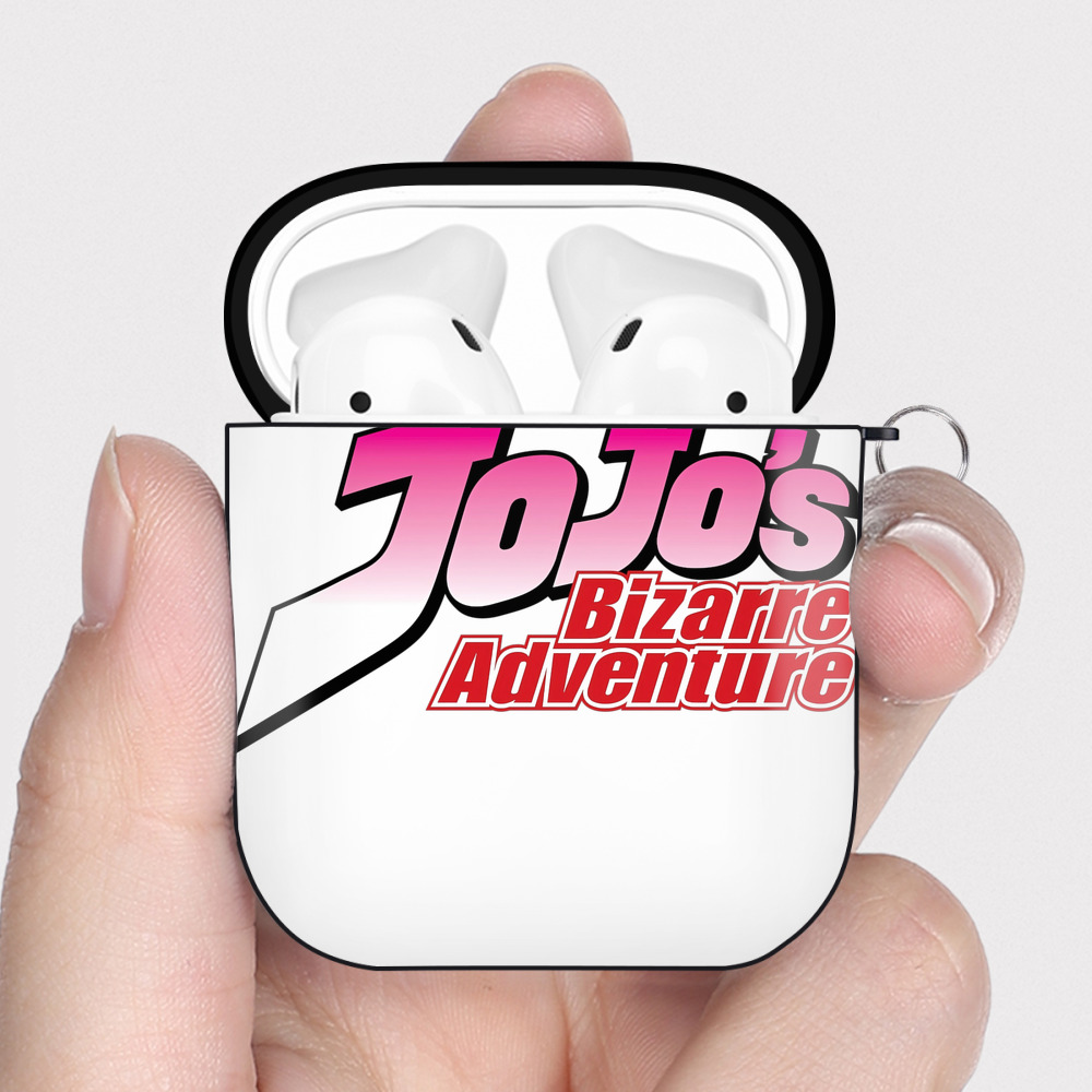 （画像用） ジョジョの奇妙な冒険 JoJo's Bizarre Adventure AirPods 第2世代保護ケース ハードシェル ブラック 耐衝撃・防指紋・カラビナ付き