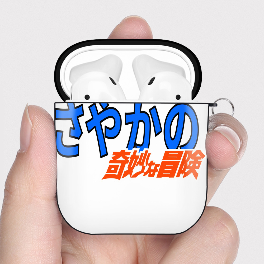 （画像用） ジョジョの奇妙な冒険 JoJo's Bizarre Adventure AirPods 第2世代保護ケース ハードシェル ブラック 耐衝撃・防指紋・カラビナ付き