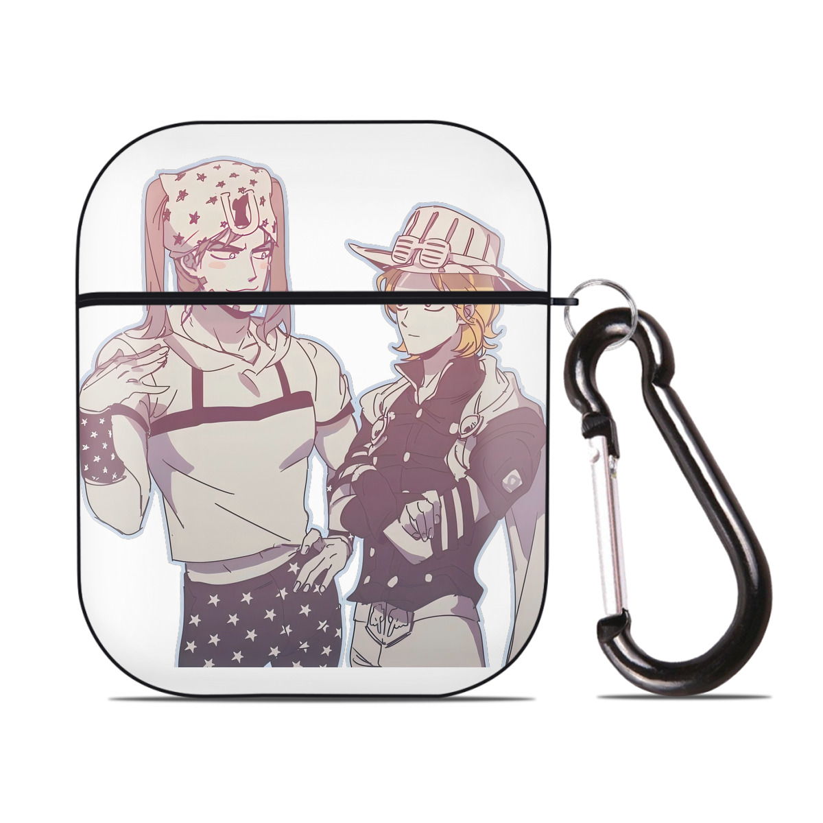 （画像用） ジョジョの奇妙な冒険 JoJo's Bizarre Adventure AirPods 第2世代保護ケース ハードシェル ブラック 耐衝撃・防指紋・カラビナ付き