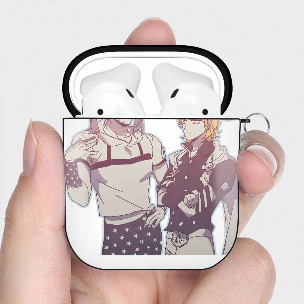 （画像用） ジョジョの奇妙な冒険 JoJo's Bizarre Adventure AirPods 第2世代保護ケース ハードシェル ブラック 耐衝撃・防指紋・カラビナ付き