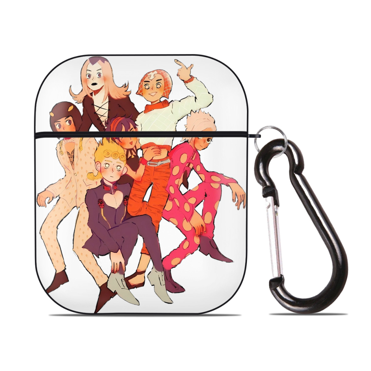 （画像用） ジョジョの奇妙な冒険 JoJo's Bizarre Adventure AirPods 第2世代保護ケース ハードシェル ブラック 耐衝撃・防指紋・カラビナ付き
