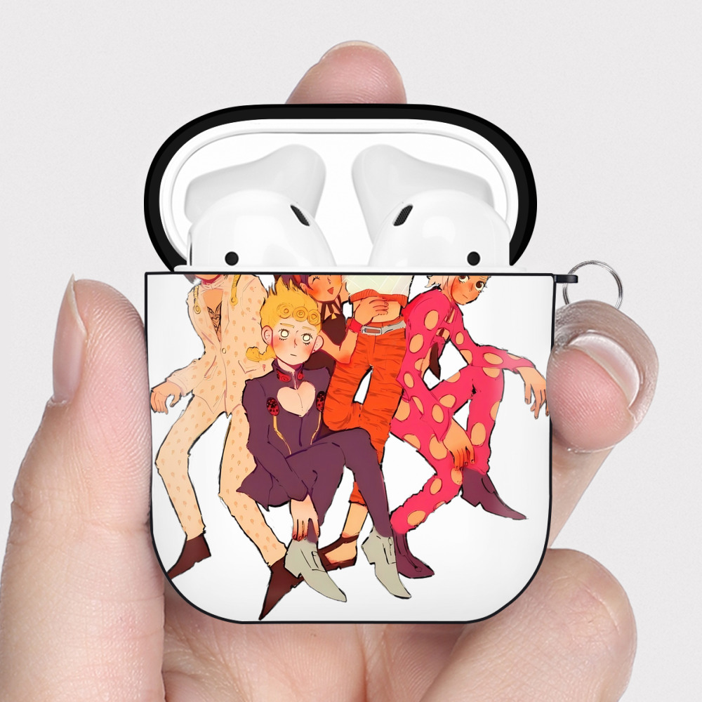 （画像用） ジョジョの奇妙な冒険 JoJo's Bizarre Adventure AirPods 第2世代保護ケース ハードシェル ブラック 耐衝撃・防指紋・カラビナ付き