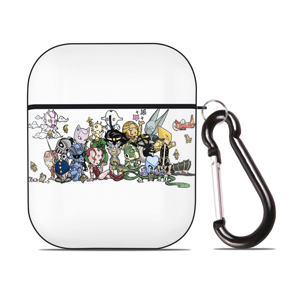 （画像用） ジョジョの奇妙な冒険 JoJo's Bizarre Adventure AirPods 第2世代保護ケース ハードシェル ブラック 耐衝撃・防指紋・カラビナ付き