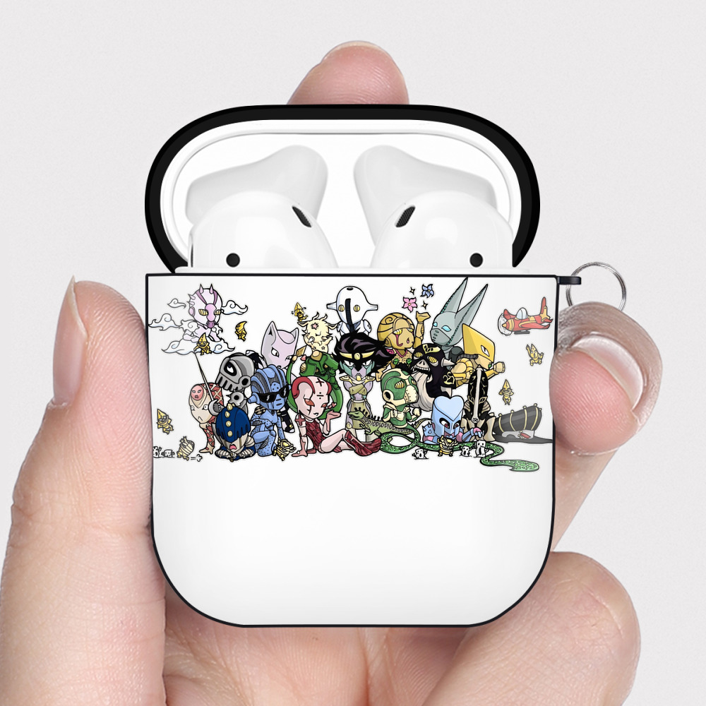 （画像用） ジョジョの奇妙な冒険 JoJo's Bizarre Adventure AirPods 第2世代保護ケース ハードシェル ブラック 耐衝撃・防指紋・カラビナ付き