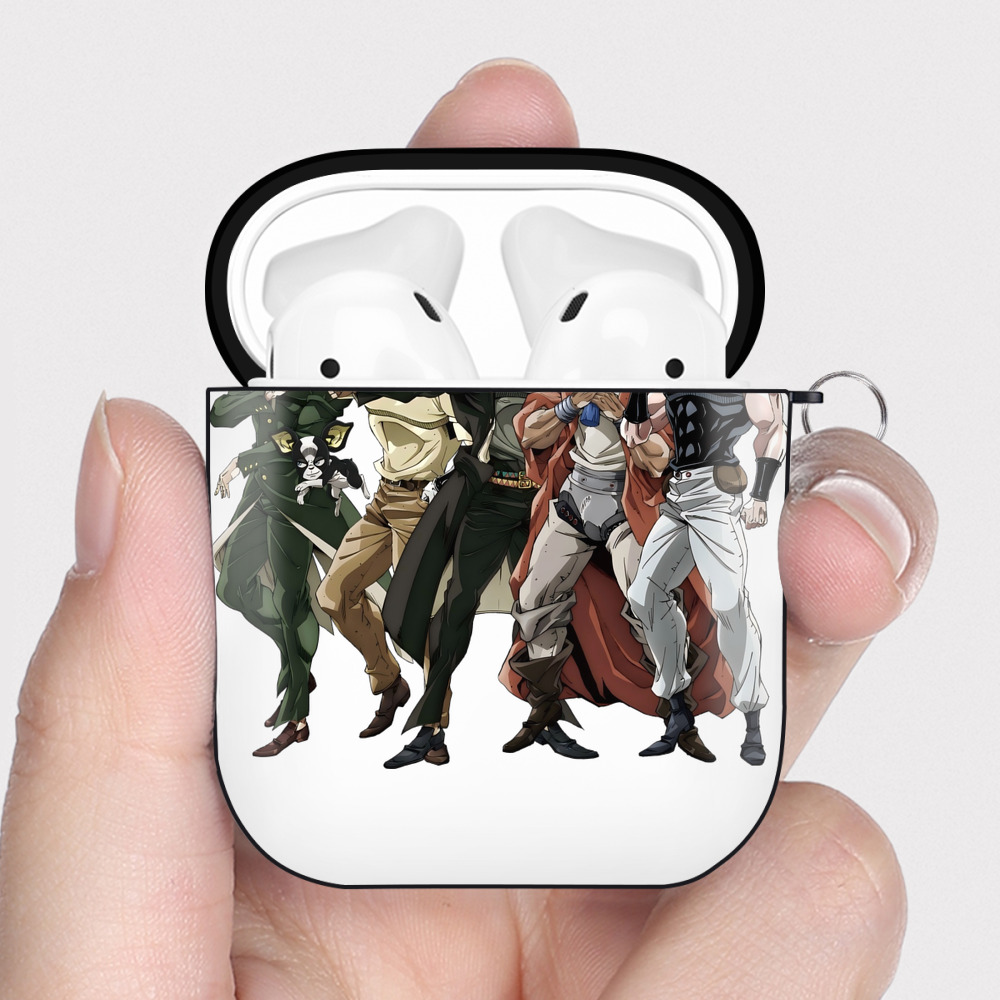 （画像用） ジョジョの奇妙な冒険 JoJo's Bizarre Adventure AirPods 第2世代保護ケース ハードシェル ブラック 耐衝撃・防指紋・カラビナ付き