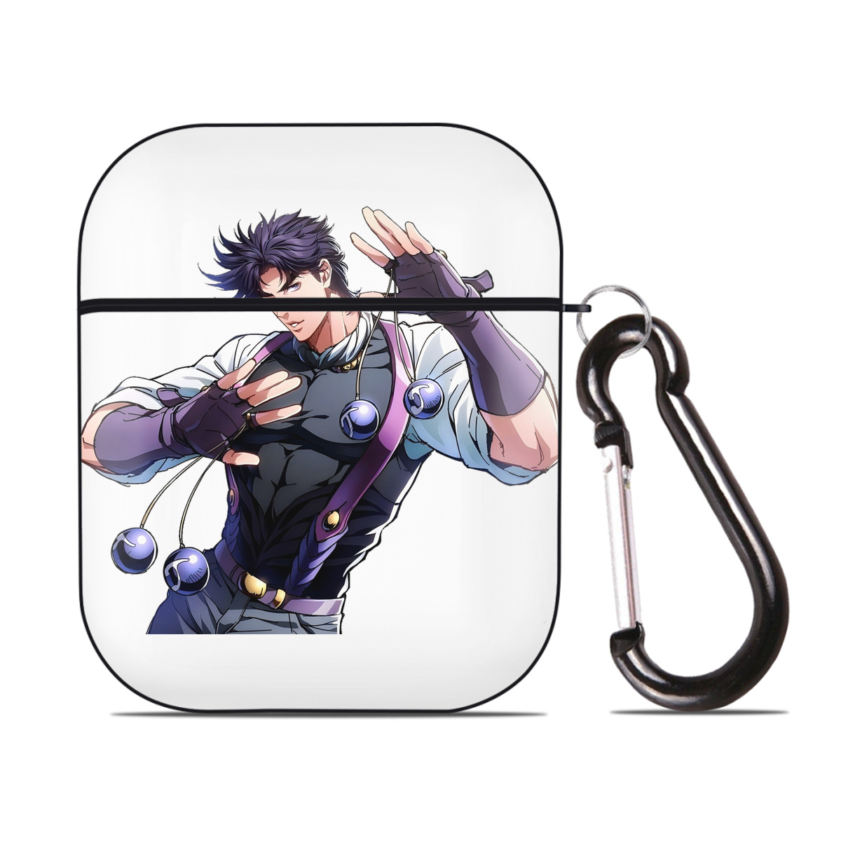 （画像用） ジョジョの奇妙な冒険 JoJo's Bizarre Adventure AirPods 第2世代保護ケース ハードシェル ブラック 耐衝撃・防指紋・カラビナ付き