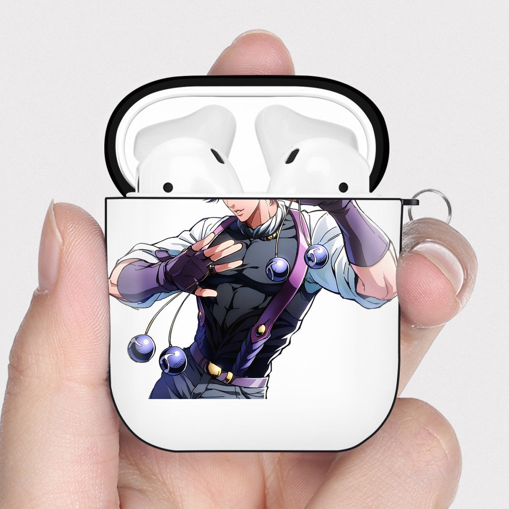 （画像用） ジョジョの奇妙な冒険 JoJo's Bizarre Adventure AirPods 第2世代保護ケース ハードシェル ブラック 耐衝撃・防指紋・カラビナ付き
