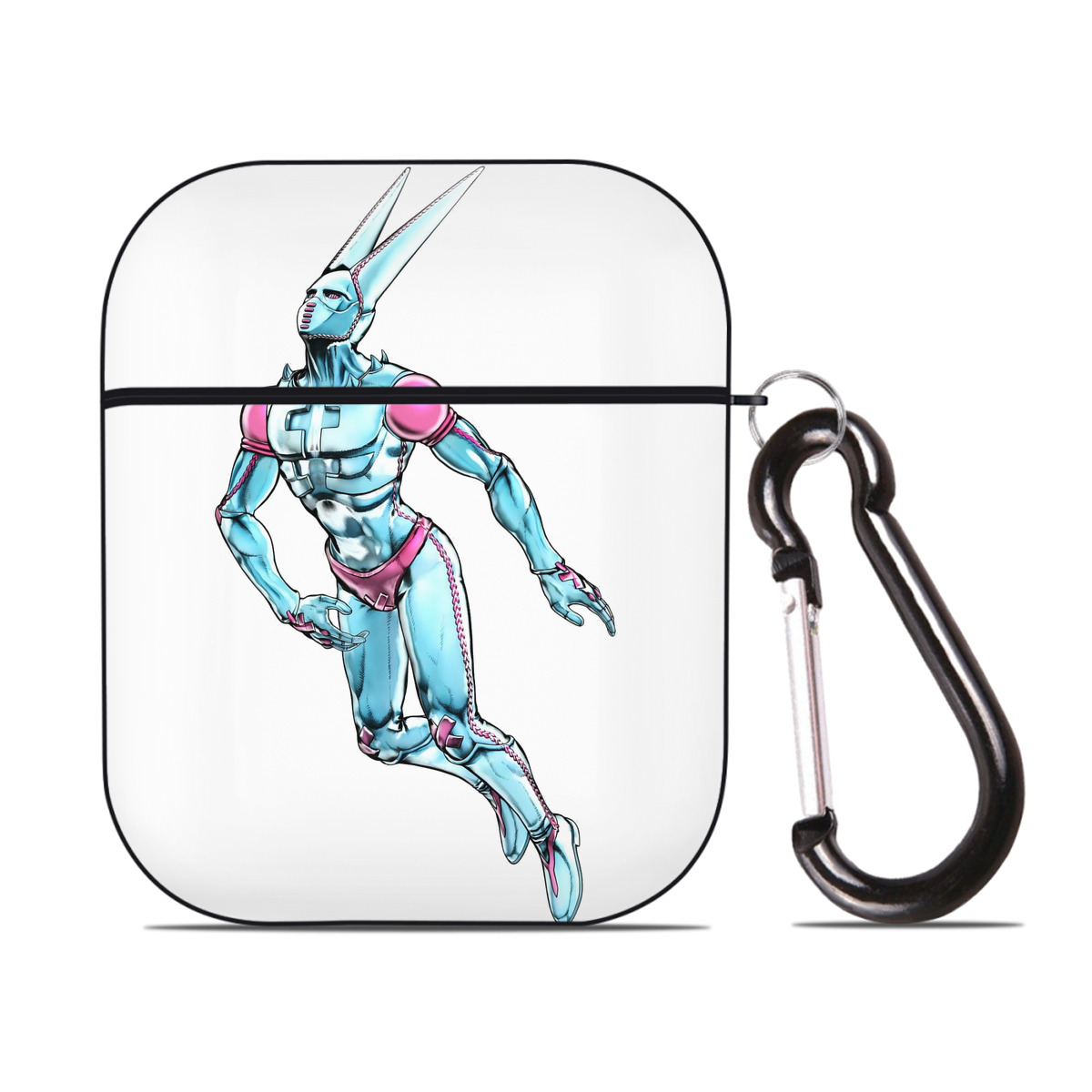 （画像用） ジョジョの奇妙な冒険 JoJo's Bizarre Adventure AirPods 第2世代保護ケース ハードシェル ブラック 耐衝撃・防指紋・カラビナ付き