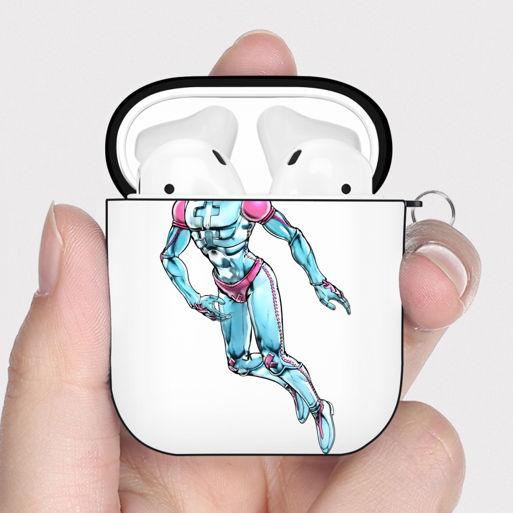 （画像用） ジョジョの奇妙な冒険 JoJo's Bizarre Adventure AirPods 第2世代保護ケース ハードシェル ブラック 耐衝撃・防指紋・カラビナ付き