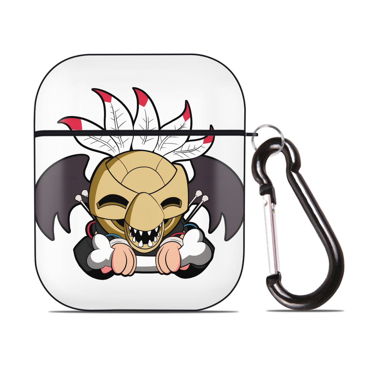 （画像用） ジョジョの奇妙な冒険 JoJo's Bizarre Adventure AirPods 第2世代保護ケース ハードシェル ブラック 耐衝撃・防指紋・カラビナ付き