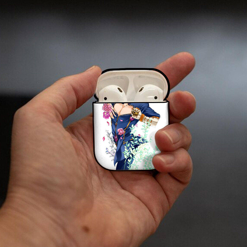 ジョジョの奇妙な冒険 ジョルノ?ジョバァーナ JoJo's Bizarre Adventure Giorno Giovanna AirPods 第2世代保護ケース ハードシェル ブラック 耐衝撃・防指紋・カラビナ付き