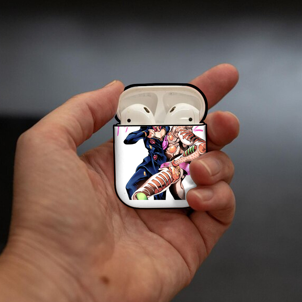 ジョジョの奇妙な冒険 ジョルノ?ジョバァーナ JoJo's Bizarre Adventure Giorno Giovanna AirPods 第2世代保護ケース ハードシェル ブラック 耐衝撃・防指紋・カラビナ付き