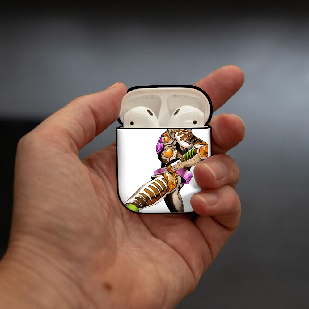 ジョジョの奇妙な冒険 ジョルノ?ジョバァーナ JoJo's Bizarre Adventure Giorno Giovanna AirPods 第2世代保護ケース ハードシェル ブラック 耐衝撃・防指紋・カラビナ付き