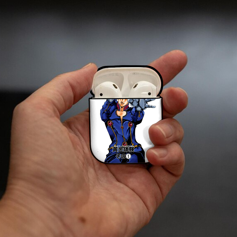 ジョジョの奇妙な冒険 ジョルノ?ジョバァーナ JoJo's Bizarre Adventure Giorno Giovanna AirPods 第2世代保護ケース ハードシェル ブラック 耐衝撃・防指紋・カラビナ付き