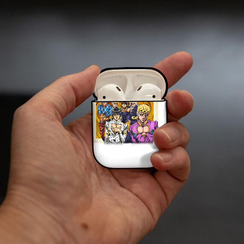 ジョジョの奇妙な冒険 ジョルノ?ジョバァーナ JoJo's Bizarre Adventure Giorno Giovanna AirPods 第2世代保護ケース ハードシェル ブラック 耐衝撃・防指紋・カラビナ付き