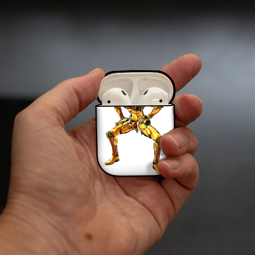 ジョジョの奇妙な冒険 ジョルノ?ジョバァーナ JoJo's Bizarre Adventure Giorno Giovanna AirPods 第2世代保護ケース ハードシェル ブラック 耐衝撃・防指紋・カラビナ付き