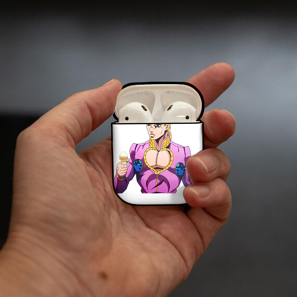 ジョジョの奇妙な冒険 ジョルノ?ジョバァーナ JoJo's Bizarre Adventure Giorno Giovanna AirPods 第2世代保護ケース ハードシェル ブラック 耐衝撃・防指紋・カラビナ付き